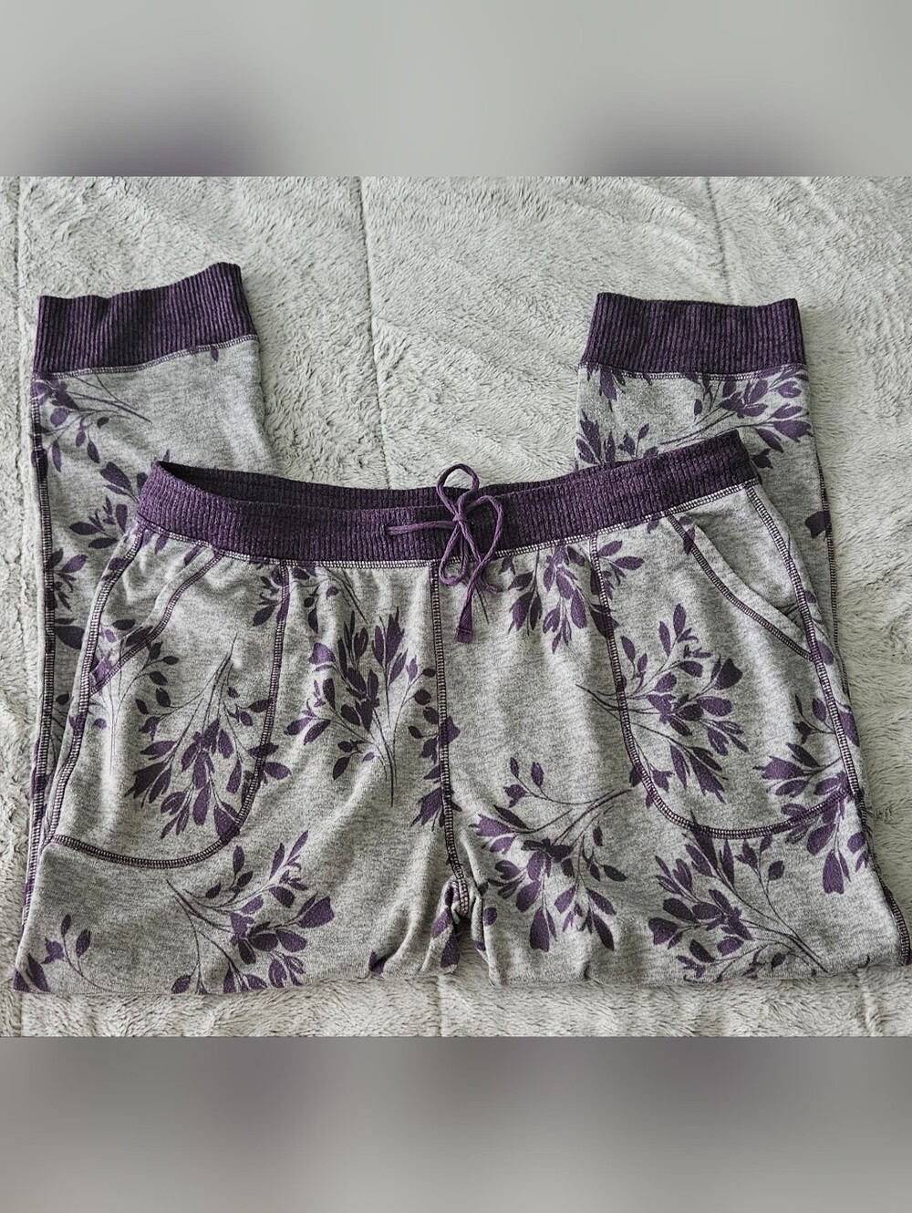 Live Love Lounge Pajama Set XXL Purple Floral Soft Cozy Knit Sleepwear set - Picture 5 of 6